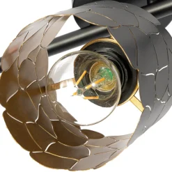 Lindby plafondlamp Aralena, zwart/goud, 3-lamps, lengte 70cm