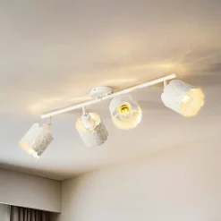 Lindby plafondlamp Aralena, wit, 4-lamps, lengte 97 cm