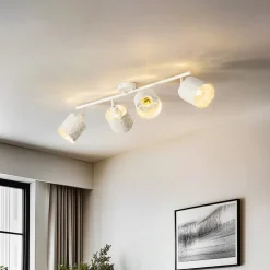 Lindby plafondlamp Aralena, wit, 4-lamps, lengte 97 cm