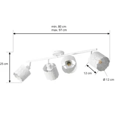 Lindby plafondlamp Aralena, wit, 4-lamps, lengte 97 cm