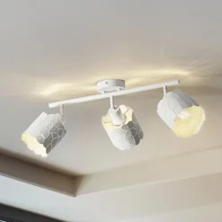 Lindby plafondlamp Aralena, wit, 3-lamps, lengte 70,5 cm