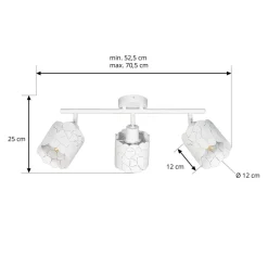 Lindby plafondlamp Aralena, wit, 3-lamps, lengte 70,5 cm