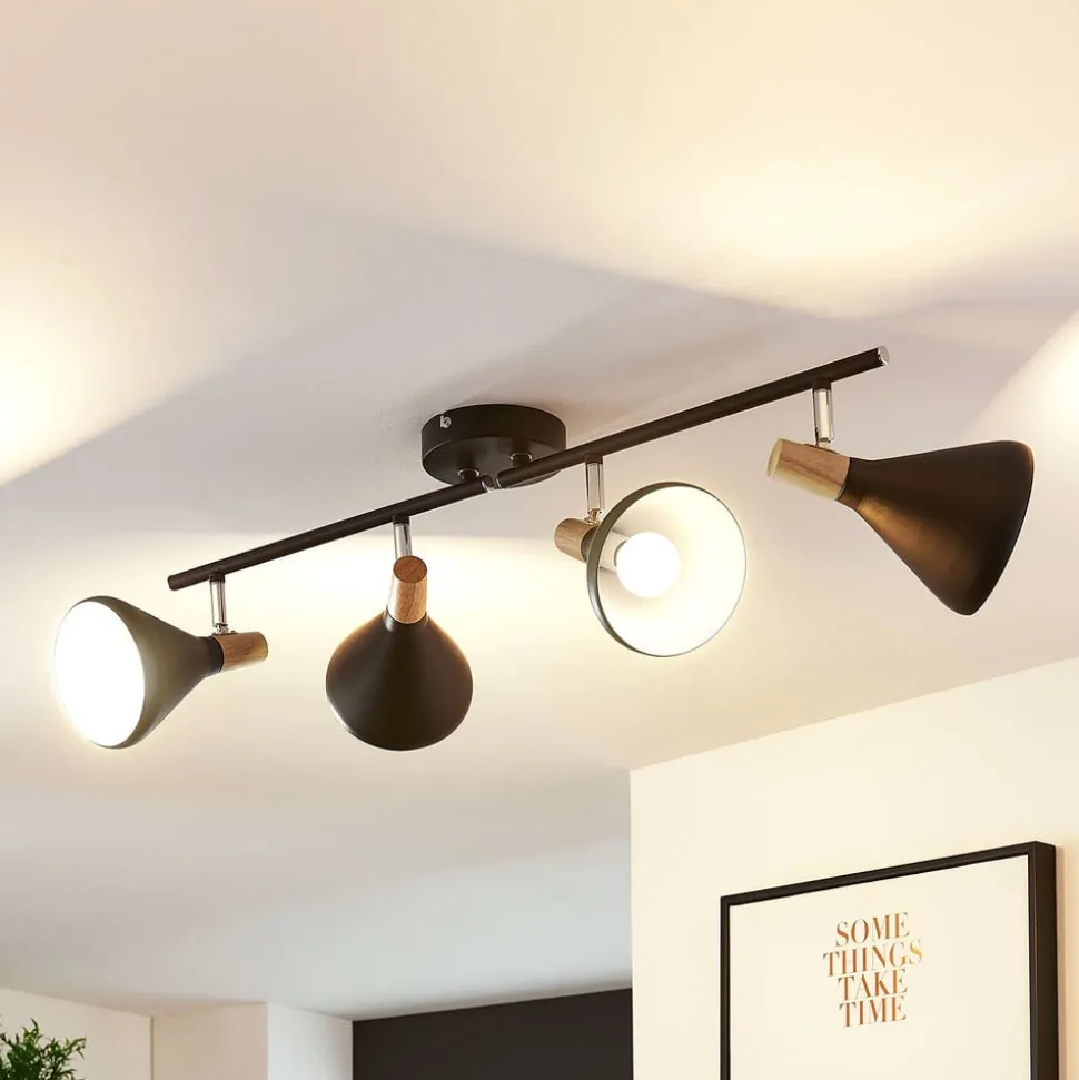 Lindby plafondlamp Arina, 68 cm, zwart, 4-lamps, E14