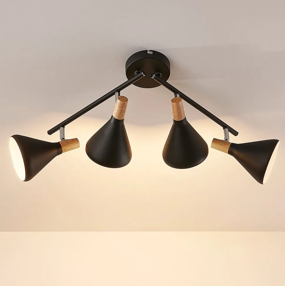 Lindby plafondlamp Arina, 68 cm, zwart, 4-lamps, E14