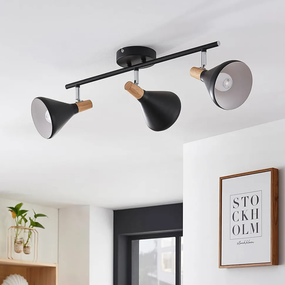 Lindby plafondlamp Arina, 53 cm, zwart, 3-lamps, E14