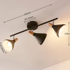 Lindby plafondlamp Arina, 53 cm, zwart, 3-lamps, E14