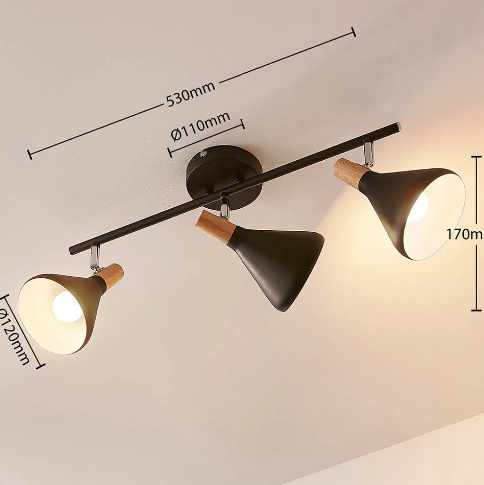 Lindby plafondlamp Arina, 53 cm, zwart, 3-lamps, E14