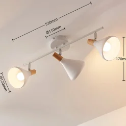 Lindby plafondlamp Arina, 53 cm, wit, 3-lamps, E14