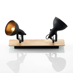 Lindby plafondlamp Aylis, 2-lamps, 40 cm, zwart, hout, E14