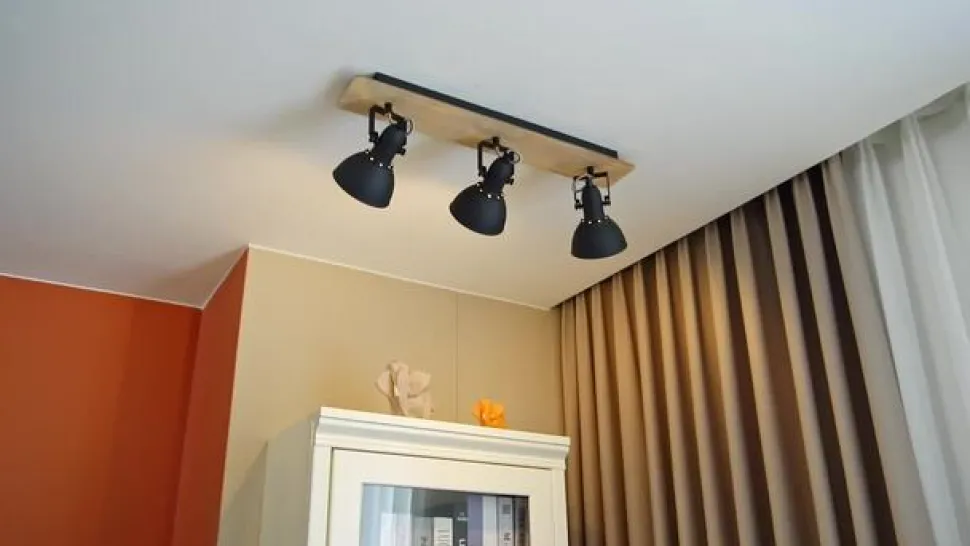 Lindby plafondlamp Aylis, 3-lamps, 60 cm, zwart, hout, E14