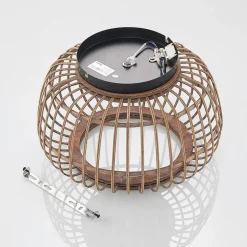 Lindby plafondlamp Bominio, Ø 40 cm, rotan, hout, E27