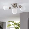 Lindby plafondlamp Ciala, 3-lamps, nikkelkleurig, glas