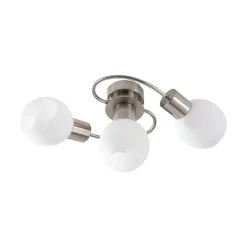 Lindby plafondlamp Ciala, 3-lamps, nikkelkleurig, glas