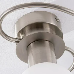 Lindby plafondlamp Ciala, 3-lamps, nikkelkleurig, glas