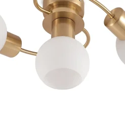 Lindby plafondlamp Ciala, 3-lamps, messingkleurig, glas