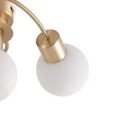 Lindby plafondlamp Ciala, 3-lamps, messingkleurig, glas