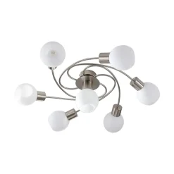 Lindby plafondlamp Ciala, 7-lamps, nikkelkleurig, glas