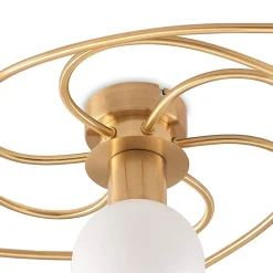 Lindby plafondlamp Ciala, 7-lamps, messingkleurig, glas