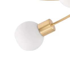 Lindby plafondlamp Ciala, 7-lamps, messingkleurig, glas