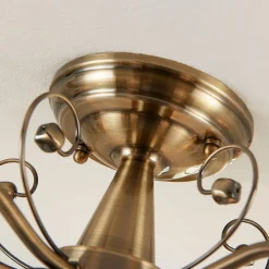 Lindby plafondlamp Corentin, 5-lamps, wit/messing, glas