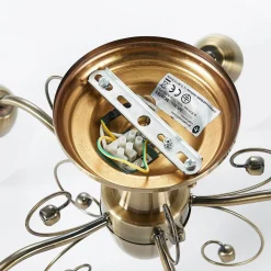 Lindby plafondlamp Corentin, 5-lamps, wit/messing, glas