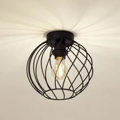 Lindby plafondlamp Danika, Ø 25 cm, zwart, metaal