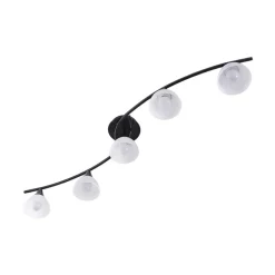 Lindby plafondlamp Della, zwart-goud, 110 cm, 5-lamps, E14