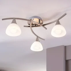 Lindby plafondlamp Della, nikkel, Ø 58 cm, 3-lamps, E14