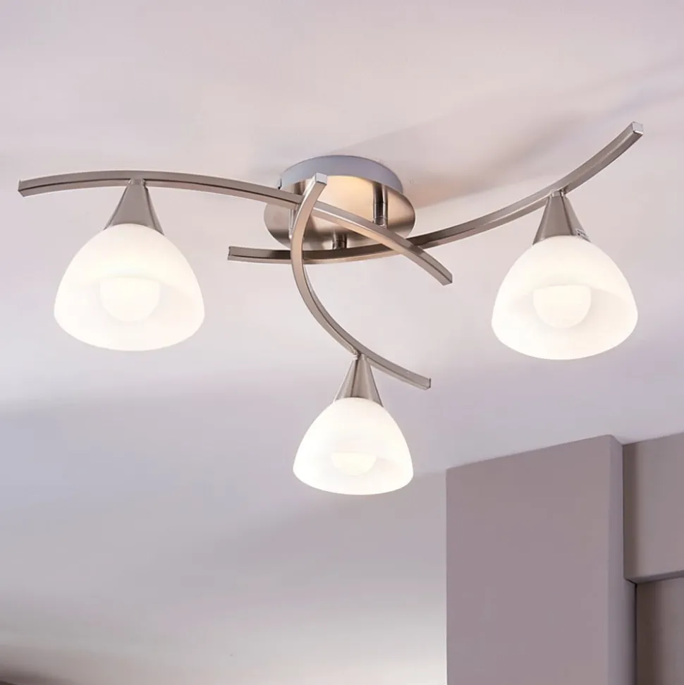 Lindby plafondlamp Della, nikkel, Ø 58 cm, 3-lamps, E14