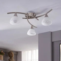 Lindby plafondlamp Della, nikkel, Ø 58 cm, 3-lamps, E14