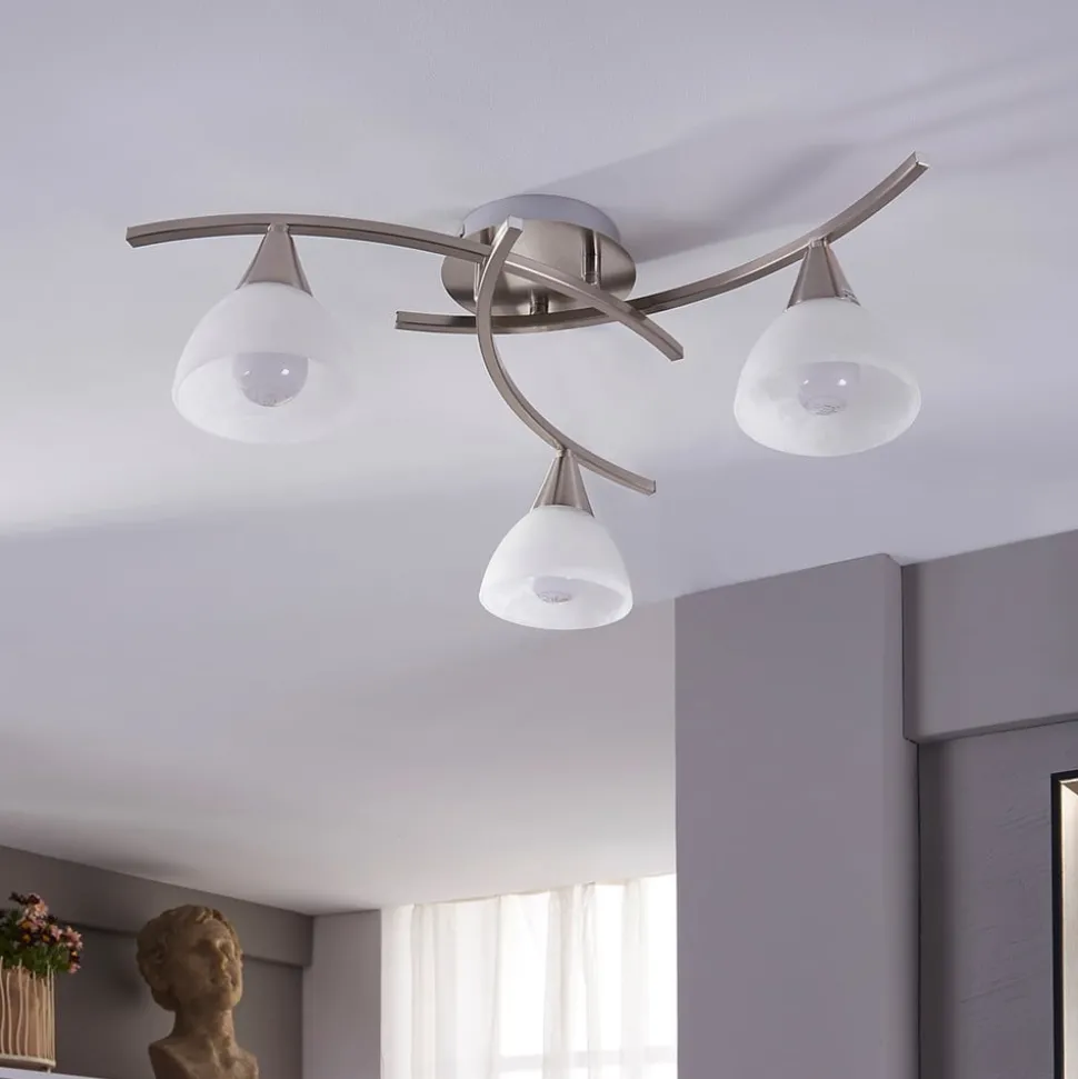 Lindby plafondlamp Della, nikkel, Ø 58 cm, 3-lamps, E14