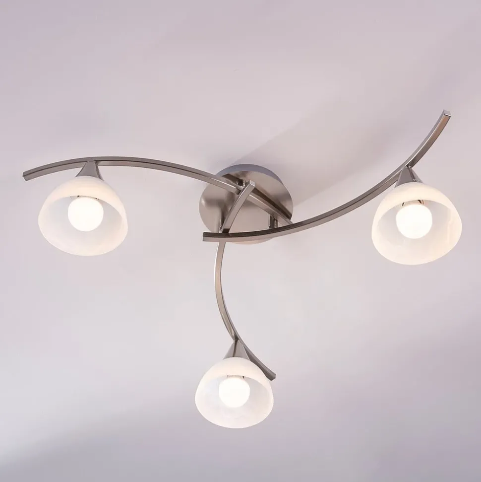 Lindby plafondlamp Della, nikkel, Ø 58 cm, 3-lamps, E14