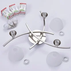 Lindby plafondlamp Della, nikkel, Ø 58 cm, 3-lamps, E14