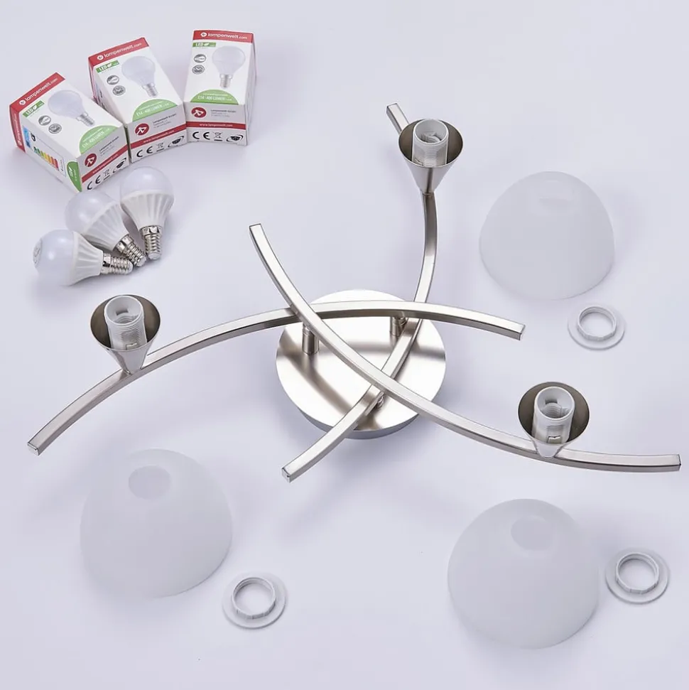 Lindby plafondlamp Della, nikkel, Ø 58 cm, 3-lamps, E14