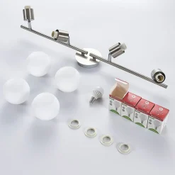 Lindby plafondlamp Elaina, 70 cm, 4-lamps, nikkel, glas, E14