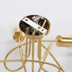 Lindby plafondlamp Elaina, Ø50cm, 5-lamps, messing, glas, E14