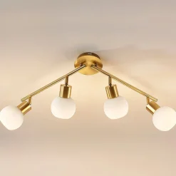 Lindby plafondlamp Elaina, 70cm, 4-lamps, messing, glas, E14