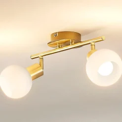 Lindby plafondlamp Elaina, 30 cm, 2-lamps, messing, glas, E14