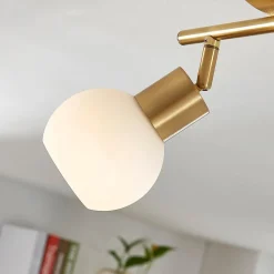 Lindby plafondlamp Elaina, 30 cm, 2-lamps, messing, glas, E14