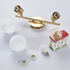 Lindby plafondlamp Elaina, 30 cm, 2-lamps, messing, glas, E14