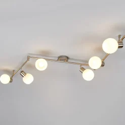 Lindby plafondlamp Elaina, 180 cm, 6-lamps, nikkel, glas, E14