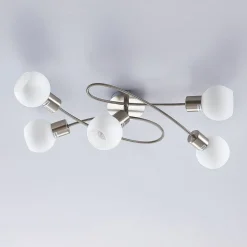 Lindby plafondlamp Elaina, 65 cm, 5-lamps, nikkel, glas, E14