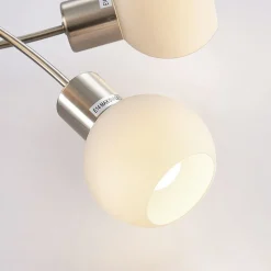 Lindby plafondlamp Elaina, 65 cm, 5-lamps, nikkel, glas, E14