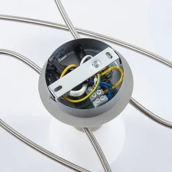 Lindby plafondlamp Elaina, 65 cm, 5-lamps, nikkel, glas, E14