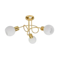 Lindby plafondlamp Elaina, Ø52cm, 3-lamps, messing, glas, E14