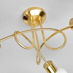 Lindby plafondlamp Elaina, Ø52cm, 3-lamps, messing, glas, E14