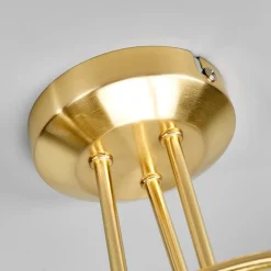 Lindby plafondlamp Elaina, Ø52cm, 3-lamps, messing, glas, E14