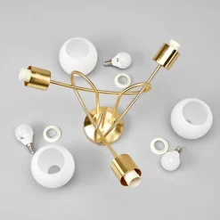 Lindby plafondlamp Elaina, Ø52cm, 3-lamps, messing, glas, E14