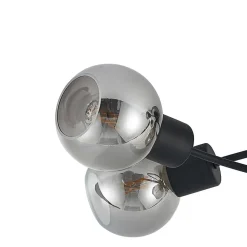 Lindby plafondlamp Elaina, 66 cm, 5-lamps, zwart/rook, E14