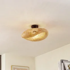 Lindby plafondlamp Eleane, bamboe, naturel, Ø 50 cm